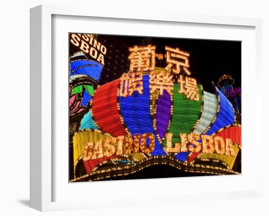 Lisboa Casino Neon Illuminated at Night, Macau, China-Gavin Hellier-Framed Photographic Print