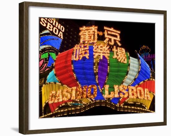 Lisboa Casino Neon Illuminated at Night, Macau, China-Gavin Hellier-Framed Photographic Print