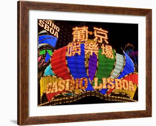 Lisboa Casino Neon Illuminated at Night, Macau, China-Gavin Hellier-Framed Photographic Print