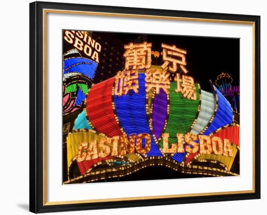 Lisboa Casino Neon Illuminated at Night, Macau, China-Gavin Hellier-Framed Photographic Print