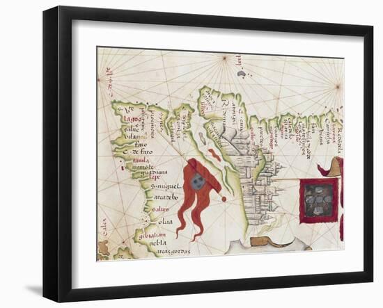 Lisbon and Tagus River Estuary from Atlas by Diego Homen, 1563-null-Framed Giclee Print