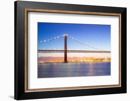 Lisbon Cityscape and the 25 De Abril Bridge, Portugal-vichie81-Framed Photographic Print