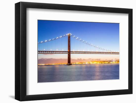 Lisbon Cityscape and the 25 De Abril Bridge, Portugal-vichie81-Framed Photographic Print