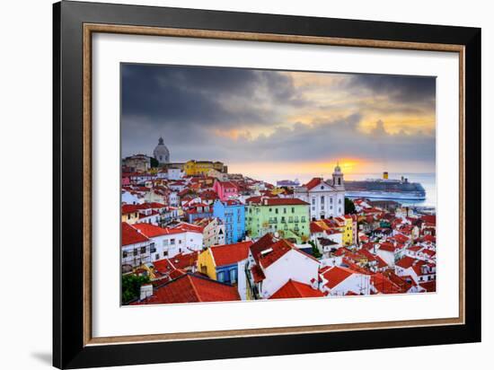 Lisbon, Portugal Sunrise Skyline at Alfama District-Sean Pavone-Framed Photographic Print