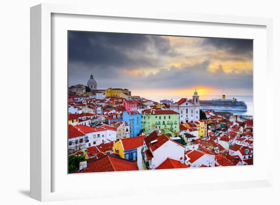 Lisbon, Portugal Sunrise Skyline at Alfama District-Sean Pavone-Framed Photographic Print