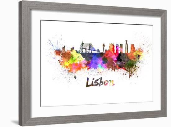 Lisbon Skyline in Watercolor-paulrommer-Framed Art Print