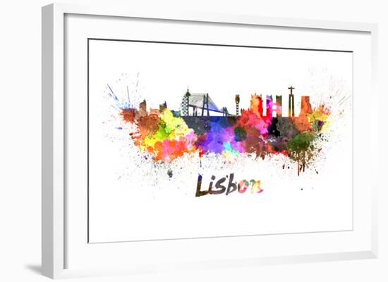 Lisbon Skyline in Watercolor-paulrommer-Framed Art Print