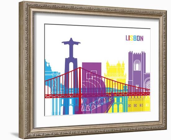 Lisbon Skyline Pop-paulrommer-Framed Art Print