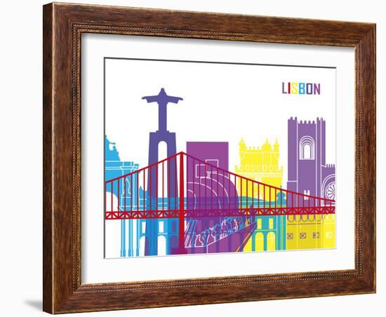 Lisbon Skyline Pop-paulrommer-Framed Art Print