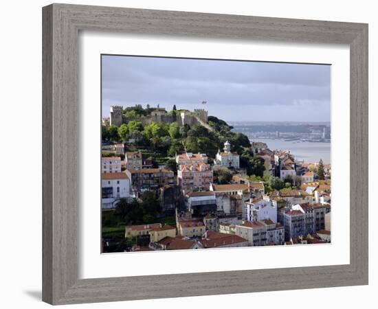 Lisbon, the Castelo Sao Jorge in Lisbon with the Rio Tejo in the Background, Portugal-Camilla Watson-Framed Photographic Print