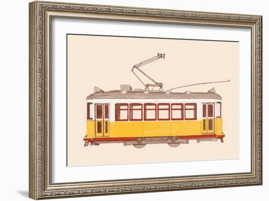 Lisbon - Tram, 2020 (Pencil, Digital)-Florent Bodart-Framed Giclee Print