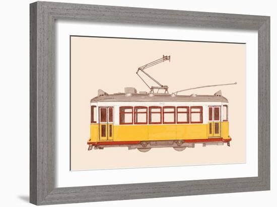 Lisbon - Tram, 2020 (Pencil, Digital)-Florent Bodart-Framed Giclee Print