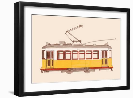 Lisbon - Tram, 2020 (Pencil, Digital)-Florent Bodart-Framed Giclee Print