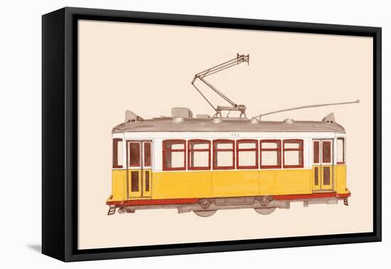 Lisbon - Tram, 2020 (Pencil, Digital)-Florent Bodart-Framed Premier Image Canvas