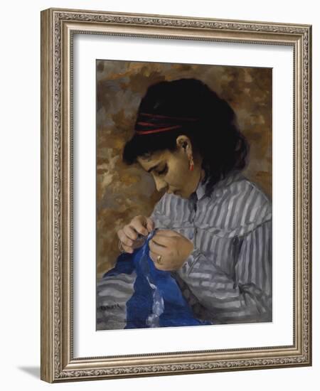 Lise Sewing, C.1867-68 (Oil on Canvas)-Pierre Auguste Renoir-Framed Giclee Print