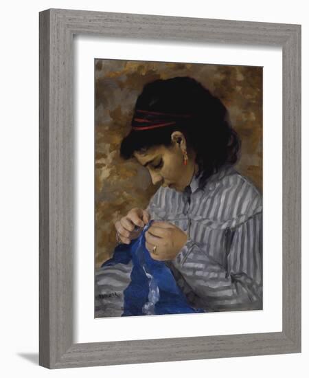 Lise Sewing, C.1867-68 (Oil on Canvas)-Pierre Auguste Renoir-Framed Giclee Print