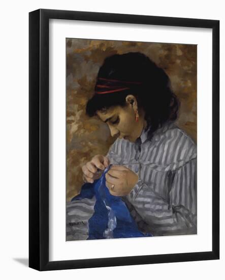 Lise Sewing, C.1867-68 (Oil on Canvas)-Pierre Auguste Renoir-Framed Giclee Print