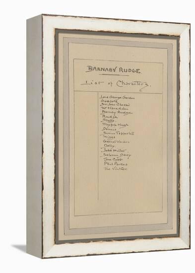 List of Characters for Barnaby Rudge, C.1920s-Joseph Clayton Clarke-Framed Premier Image Canvas