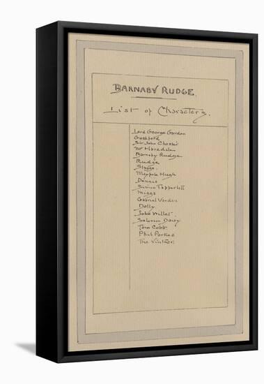 List of Characters for Barnaby Rudge, C.1920s-Joseph Clayton Clarke-Framed Premier Image Canvas