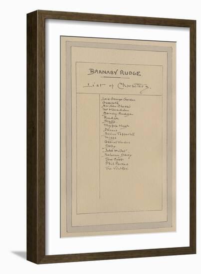 List of Characters for Barnaby Rudge, C.1920s-Joseph Clayton Clarke-Framed Giclee Print