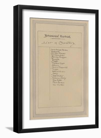 List of Characters for Barnaby Rudge, C.1920s-Joseph Clayton Clarke-Framed Giclee Print