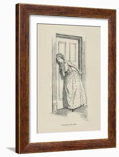 Listening at the door, 1896-Hugh Thomson-Framed Giclee Print