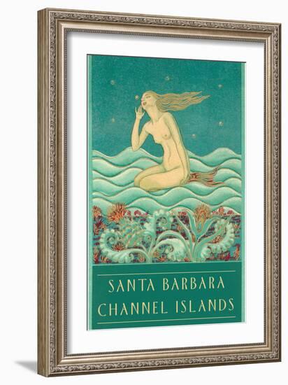 Listening Mermaid, Channel Islands-null-Framed Art Print