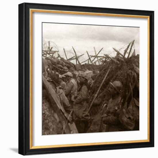 Listening post, front line, c1914-c1918-Unknown-Framed Photographic Print