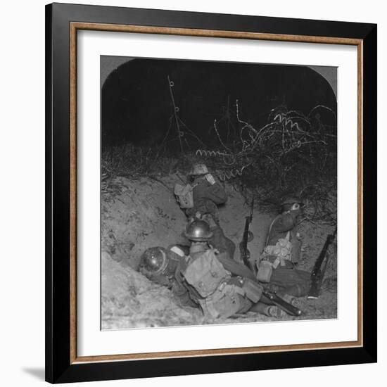 Listening Post in a Shell Hole in No Man's Land, Near Lagnicourt, France, World War I, C1914-C1918-null-Framed Photographic Print