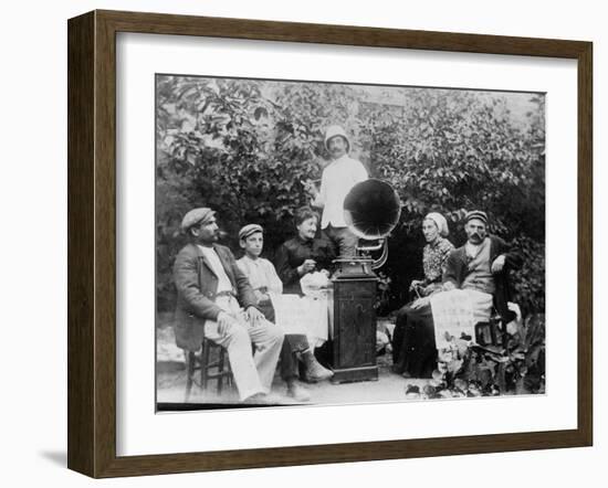 Listening to the Gramophone Near Beziers, c. 1910-French Photographer-Framed Photographic Print