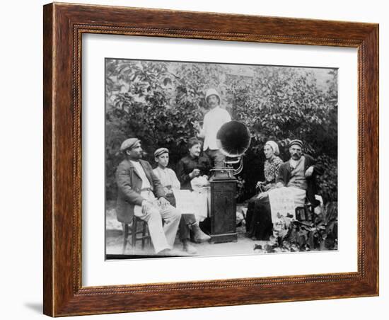 Listening to the Gramophone Near Beziers, c. 1910-French Photographer-Framed Photographic Print