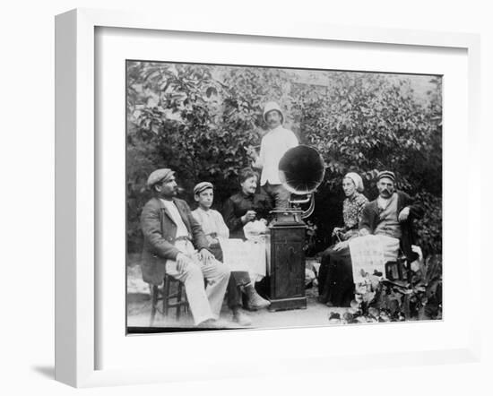 Listening to the Gramophone Near Beziers, c. 1910-French Photographer-Framed Photographic Print