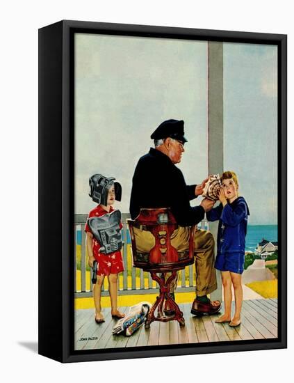 "Listening to the Sea", July 21, 1956-John Falter-Framed Premier Image Canvas