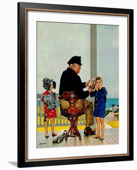 "Listening to the Sea", July 21, 1956-John Falter-Framed Giclee Print