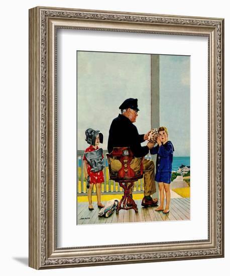 "Listening to the Sea", July 21, 1956-John Falter-Framed Giclee Print