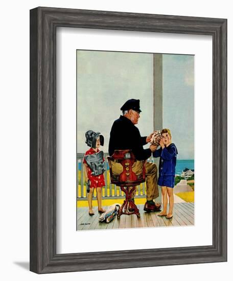 "Listening to the Sea", July 21, 1956-John Falter-Framed Giclee Print