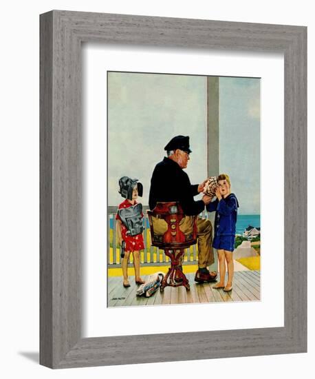 "Listening to the Sea", July 21, 1956-John Falter-Framed Giclee Print