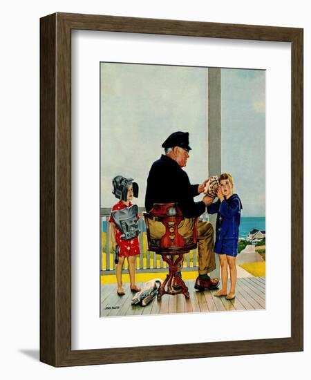 "Listening to the Sea", July 21, 1956-John Falter-Framed Giclee Print