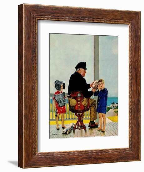 "Listening to the Sea", July 21, 1956-John Falter-Framed Giclee Print