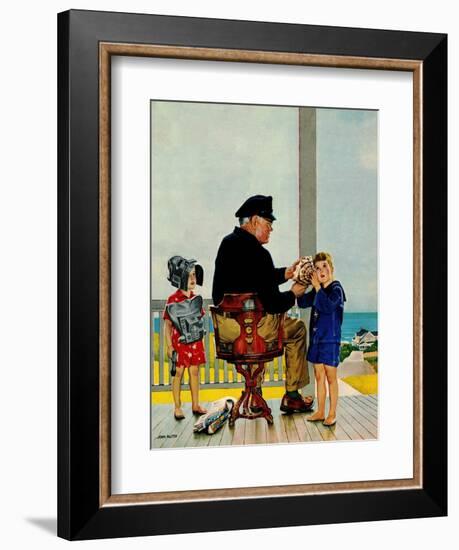 "Listening to the Sea", July 21, 1956-John Falter-Framed Giclee Print