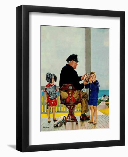 "Listening to the Sea", July 21, 1956-John Falter-Framed Giclee Print