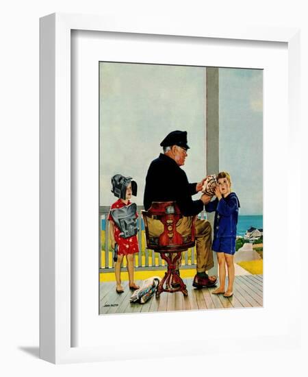 "Listening to the Sea", July 21, 1956-John Falter-Framed Giclee Print