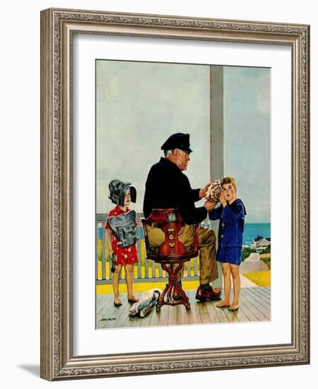 "Listening to the Sea", July 21, 1956-John Falter-Framed Giclee Print