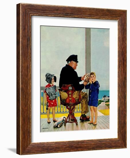 "Listening to the Sea", July 21, 1956-John Falter-Framed Giclee Print