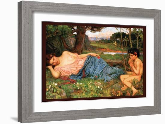 Listing to My Sweet Pipings-John William Waterhouse-Framed Art Print