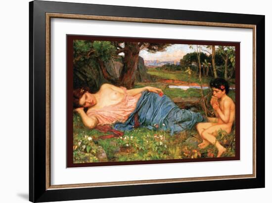 Listing to My Sweet Pipings-John William Waterhouse-Framed Art Print