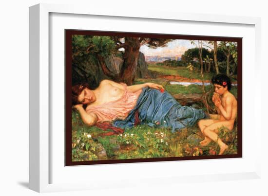 Listing to My Sweet Pipings-John William Waterhouse-Framed Art Print