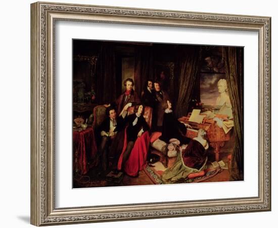 Liszt at the Piano, 1840-Josef Danhauser-Framed Giclee Print