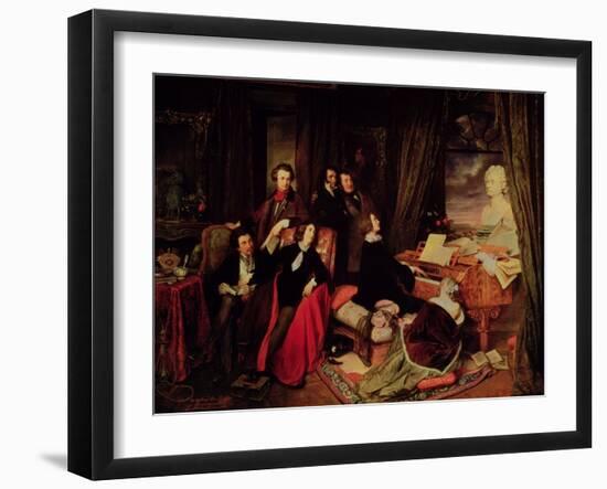 Liszt at the Piano, 1840-Josef Danhauser-Framed Giclee Print