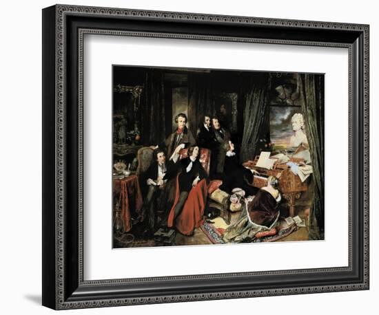 Liszt at the Piano-Josef Danhauser-Framed Art Print